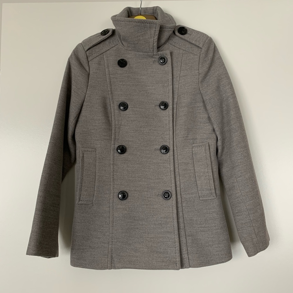 Grey double breasted coat - women’s small